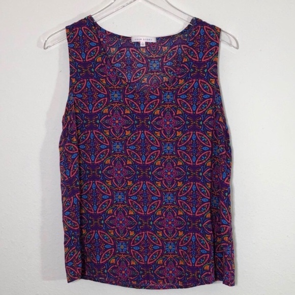 Colorful Flowy Sleeveless Blouse - Picture 1 of 6